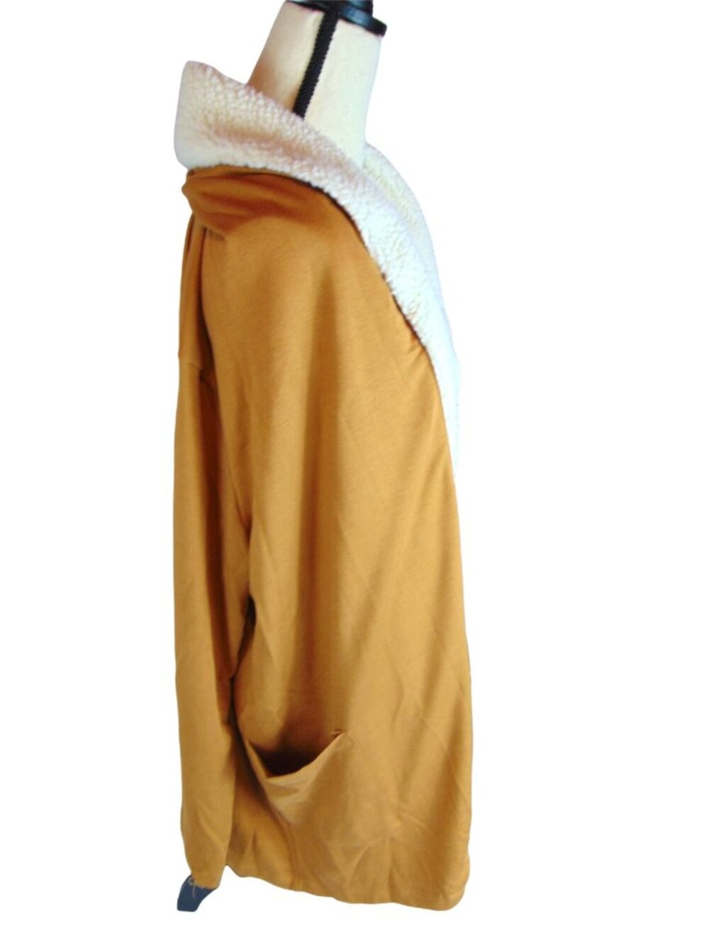 New Direction Women's Open Jacket*Cardigan* Large*Tan shell *Faux Fur Lining EUC - Picture 2 of 5
